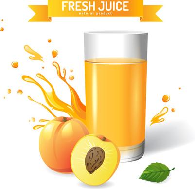 fresh peach juice creative design vector