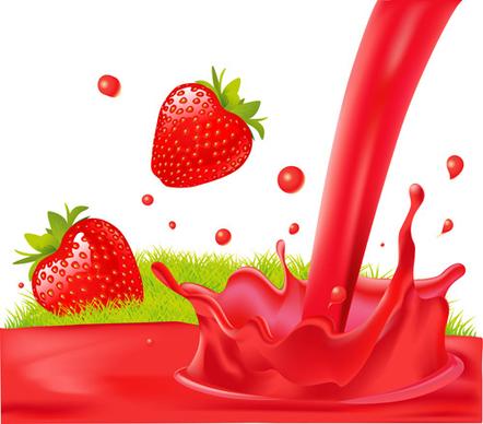 fresh strawberry juice vector