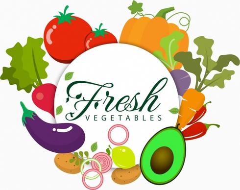 fresh vegetables advertising various colorful icons decoration