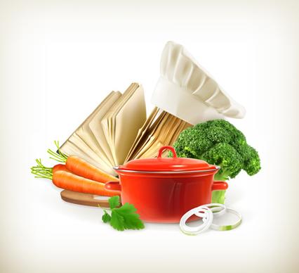 fresh vegetables and cooking vector