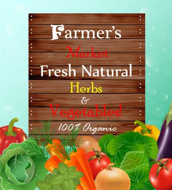 fresh vegetables promotion banner illustration with realistic style