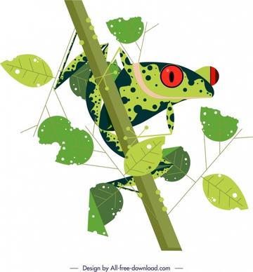 frog animal painting green design leaves ornament