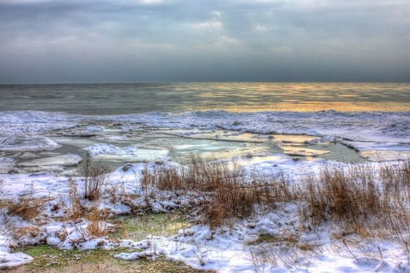frozen shoreline at newport state park wisconsin