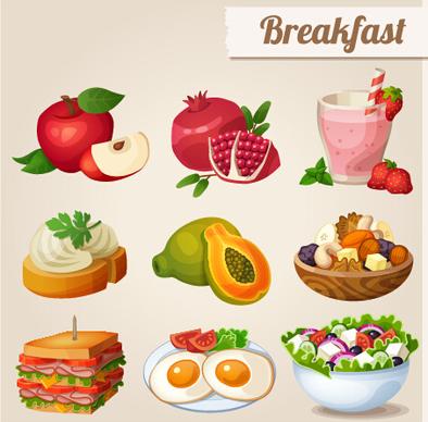 fruit and breakfast design vector icons