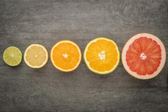fruit backdrop orange lemon slices layout