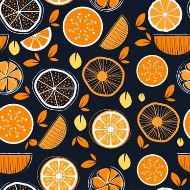 fruit background orange flat handdrawn sketch slices icon