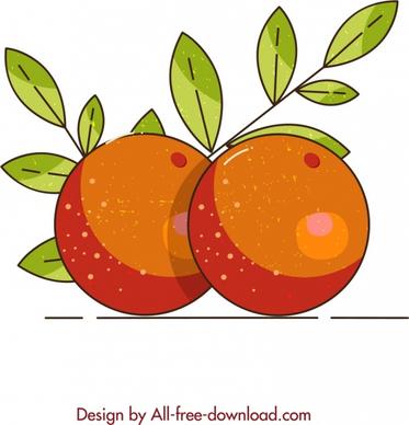 fruit background orange icon colored retro design