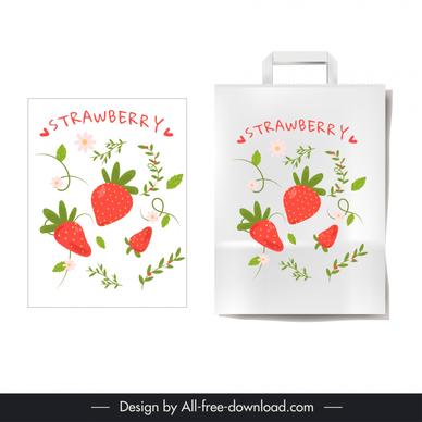fruit bag templates elegant flat strawberry elements