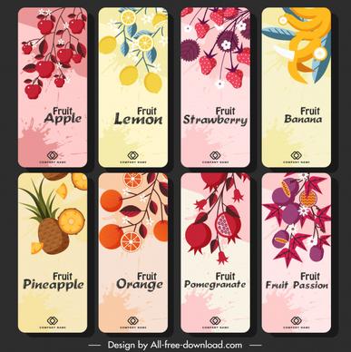 fruit cards templates colorful vertical classic grunge decor