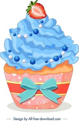 fruit cupcake icon modern colorful closeup design