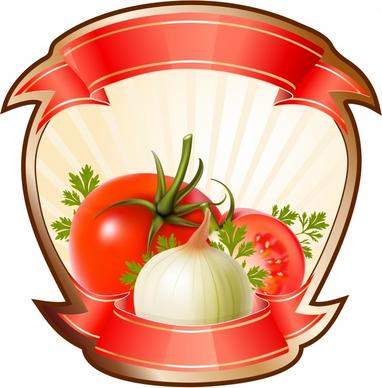 vegetables label template colorful modern closeup design