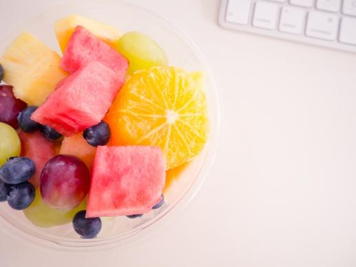 fruit in cup on desk