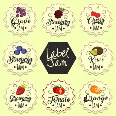 fruit jam labels templates serrated design
