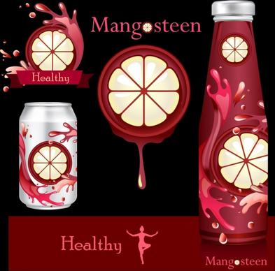 fruit juice advertising mangosteen bottles decoration splashing manner