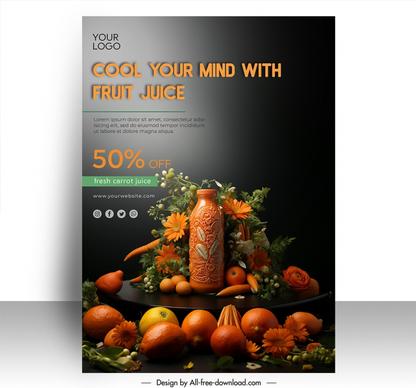 fruit juice discount poster template elegant contrast realistic