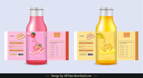 fruit juice labels templates shiny elegant dynamic decor