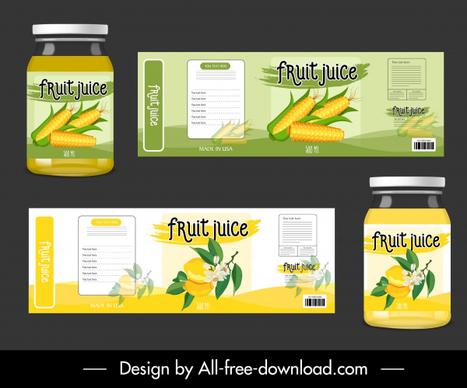 fruit juice package templates bright colored classic decor