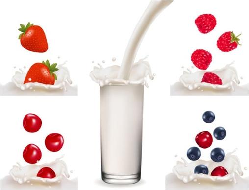 fruit milk 03 vector