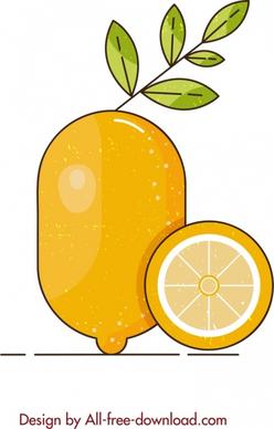 fruit painting yellow lemon icon classical design