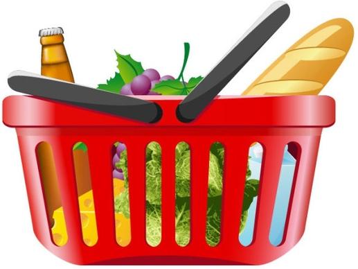 fruits and vegetables and shopping basket 01 vector