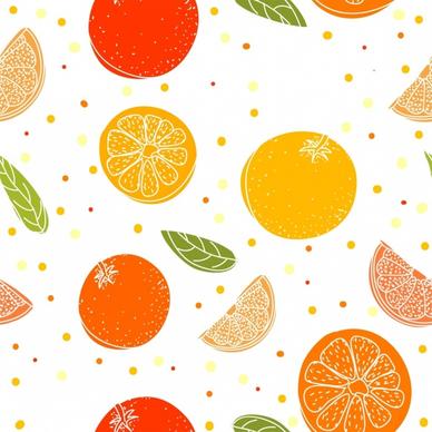fruits background orange icons decor multicolored sketch