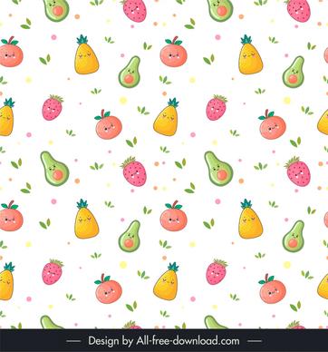 fruits background template repeating cute stylized