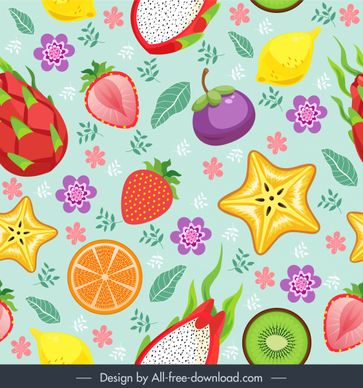 fruits pattern colorful flat classic decor