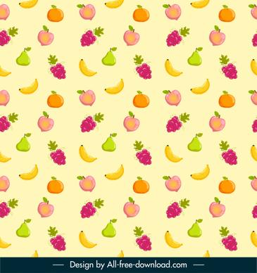 fruits pattern template colorful flat repeating design