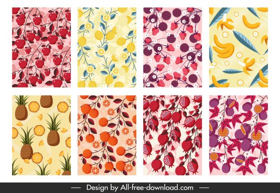 fruits pattern templates colorful flat luxuriant decor