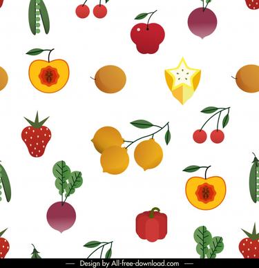 fruits vegetables pattern bright colorful decor