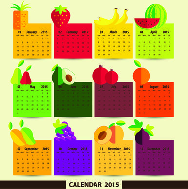 fruits with calendar15 vector graphics
