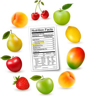 fruits with nutrition facts vector
