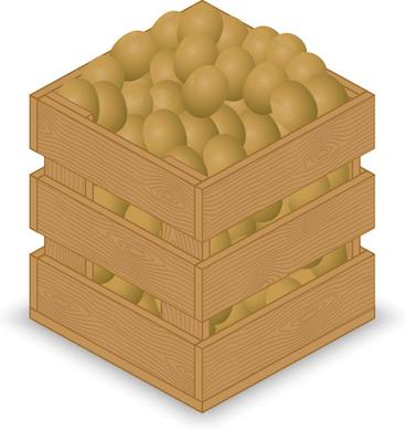 fruits with wooden crate vector graphics