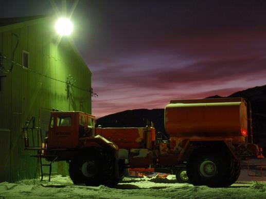 fuel truck at dusk