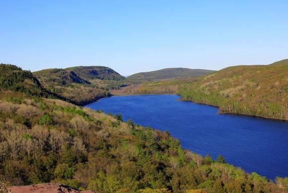full view of lake of the clouds at porcupine mountains state park michigan