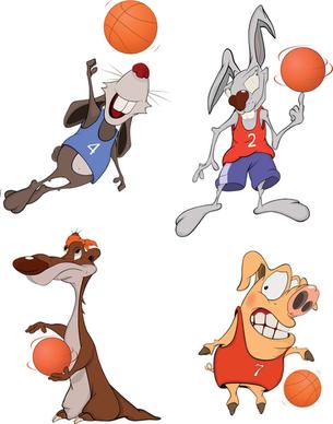 funny animals with basketball vector