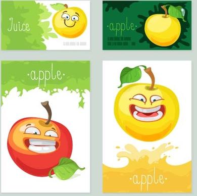 funny apple cards vector