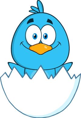 funny blue bird cartoon vector set