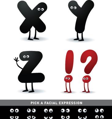 funny cartoon alphabet design vector