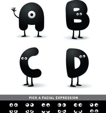 funny cartoon alphabet design vector