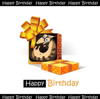 funny cartoon character with birthday cards set vector