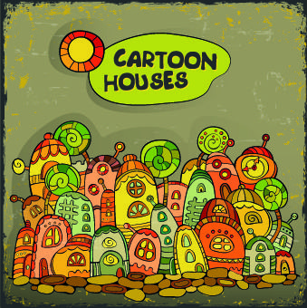 funny cartoon houses design vector