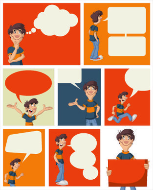funny cartoon people and text cloud vector