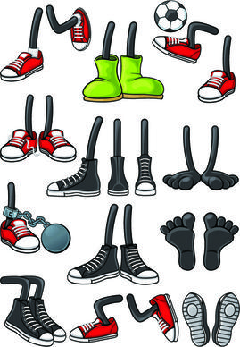 funny cartoon shoes vector graphics