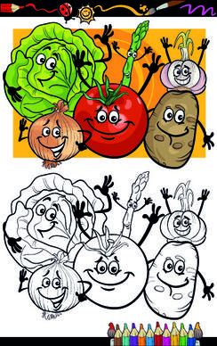 funny cartoon vegetables vector