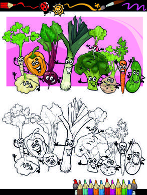 funny cartoon vegetables vector