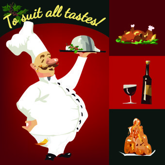 funny chef with menu template vector
