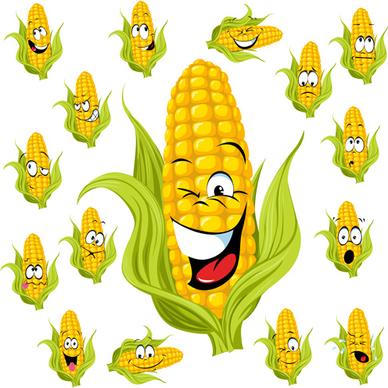 funny corn cartoon styles vectors