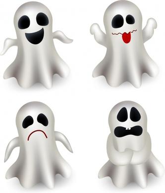 funny emoticon collection white ghost icons