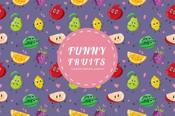 funny fruits vector pattern